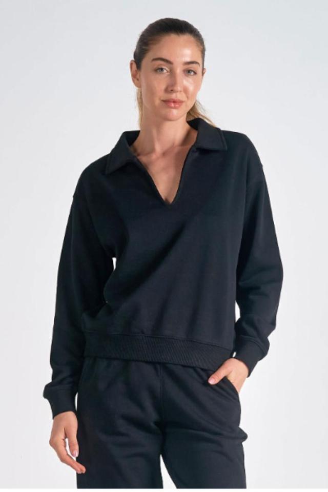 COLLARED V NECK TOP Product Image