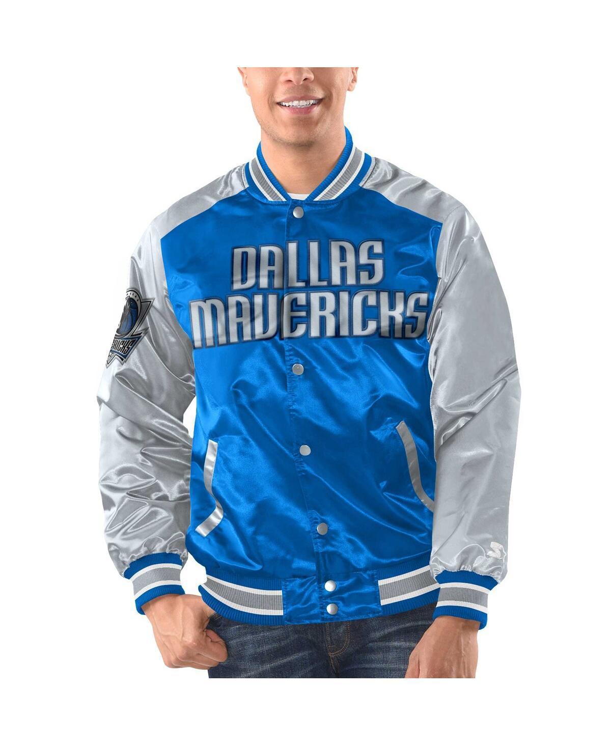 Mens Starter /Silver Dallas Mavericks Renegade Satin Full-Snap Varsity Jacket Product Image