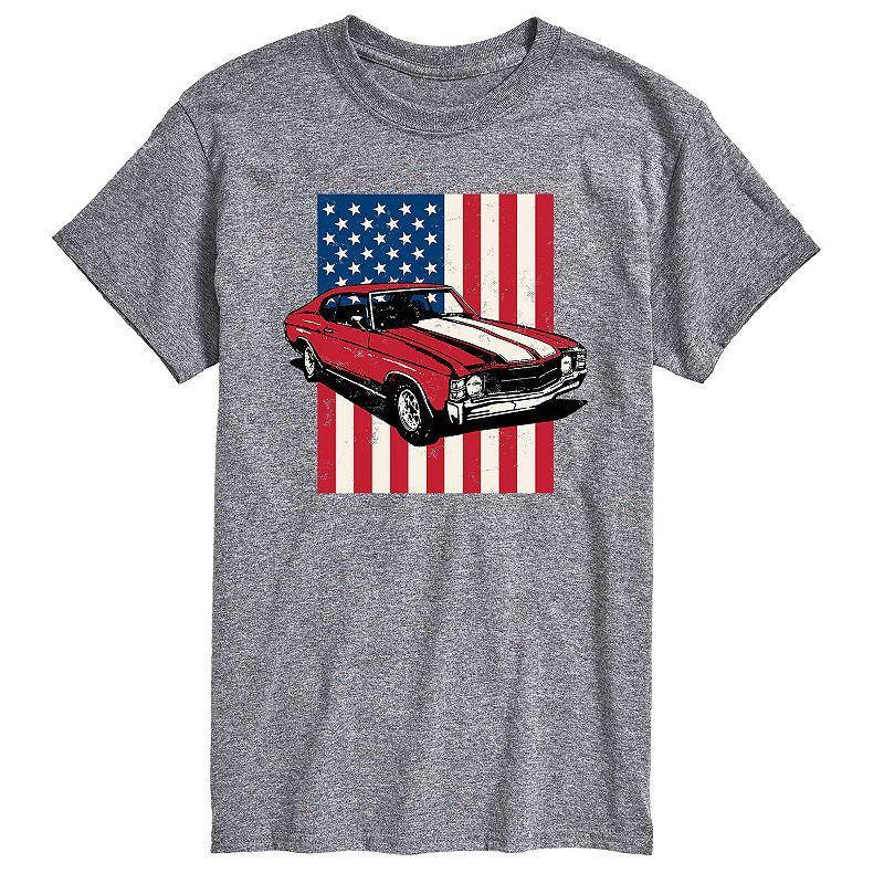 Mens Muscle Car American Flag Graphic Tee Product Image