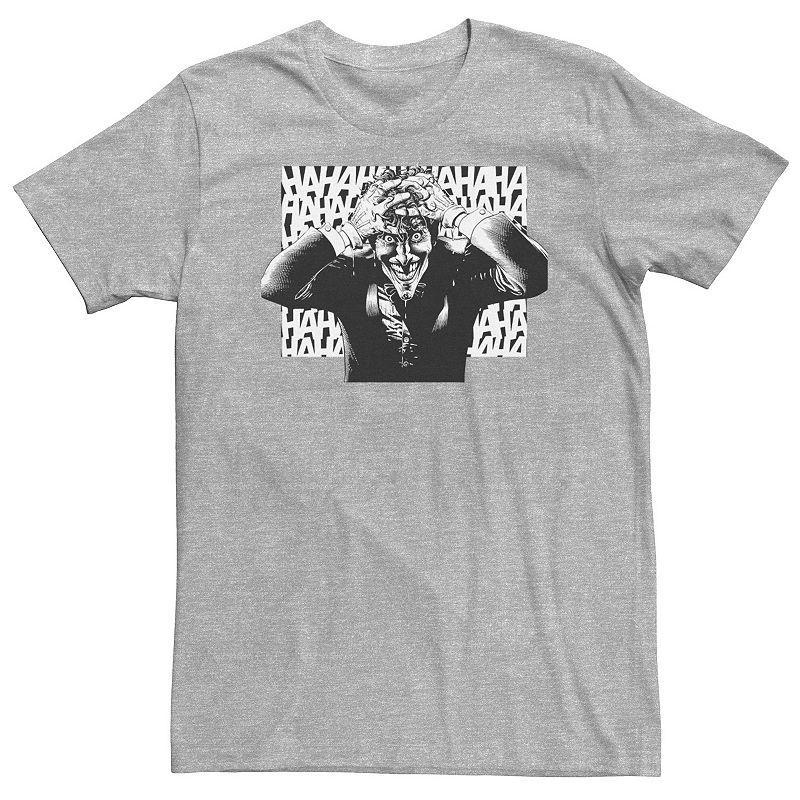 Big & Tall DC Comics Batman Crazed Joker Black & White Poster Tee, Mens Athletic Grey Product Image