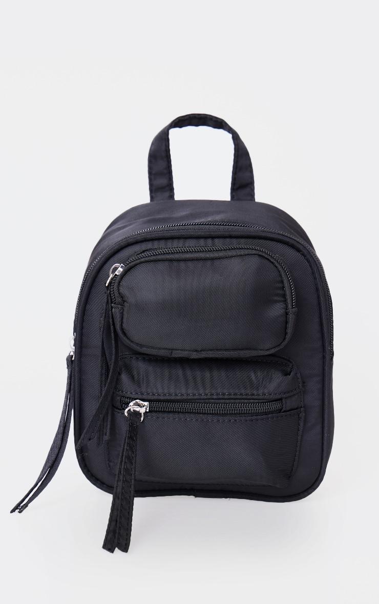 Black Nylon Pocket Mini Backpack Product Image