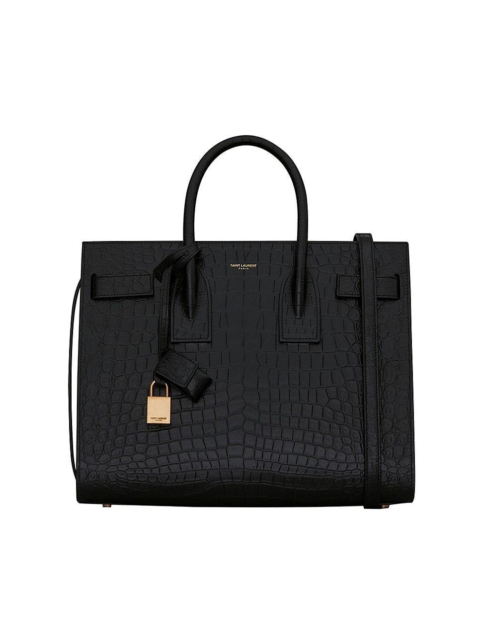 Womens Small Sac De Jour Top Handle Bag In Matte Embossed Crocodile Leather Product Image