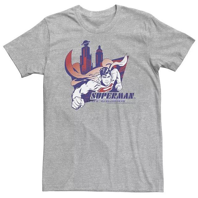 Big & Tall DC Comics Superman Daily Planet Skyline Flying Poster Tee, Mens Athletic Grey Product Image