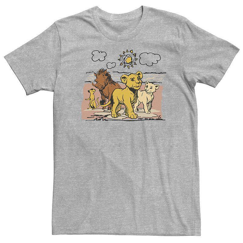 Big & Tall Disney The Lion King Live Action Sketched Group Portrait Tee, Mens Athletic Grey Product Image