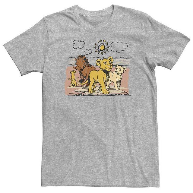 Big & Tall Disney The Lion King Live Action Sketched Group Portrait Tee, Mens Athletic Grey Product Image