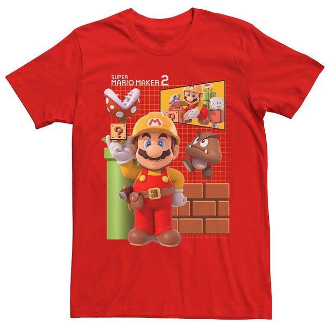 Mens Nintendo Super Mario Maker 2 Blue Prints Short Sleeve Tee Red Product Image