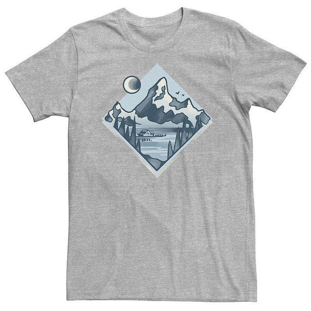 Big & Tall Minimalistic Mountain Range Landscape Portrait Tee, Mens Athletic Grey Product Image