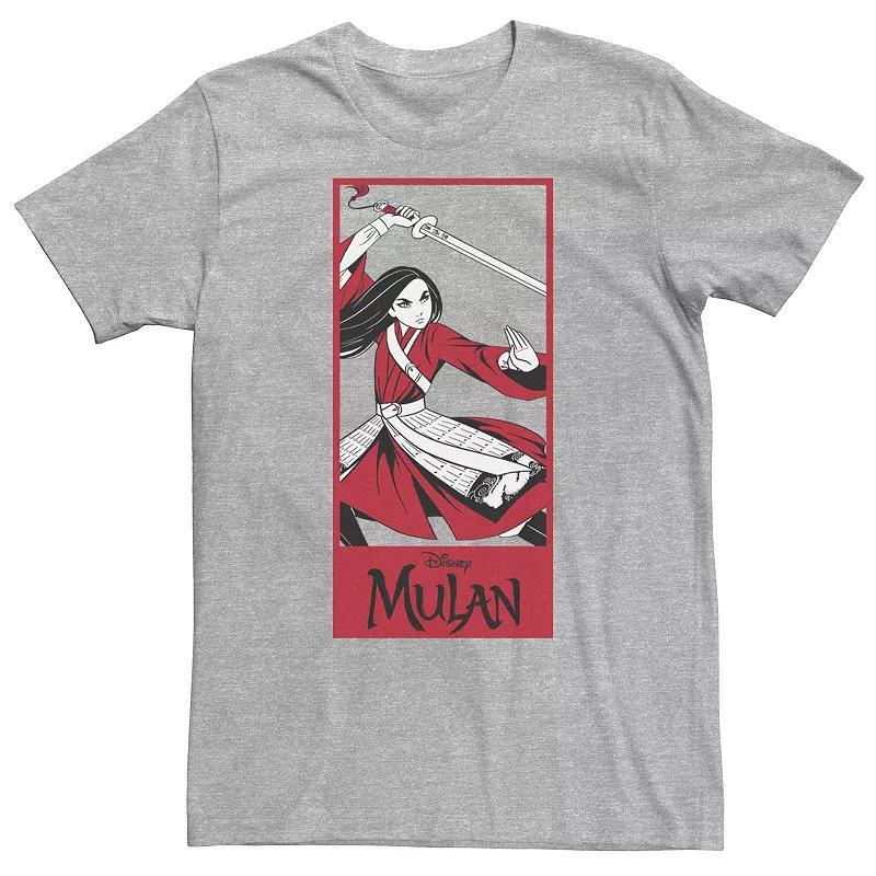 Big & Tall Disney Mulan Live Action Mulan Action Pose Panel Tee, Mens Athletic Grey Product Image