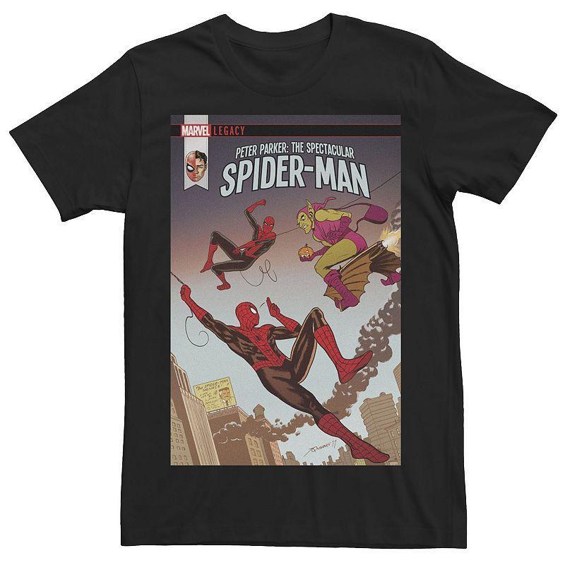 Mens Marvel Spider-Man Double Comic Cover Tee Black Product Image