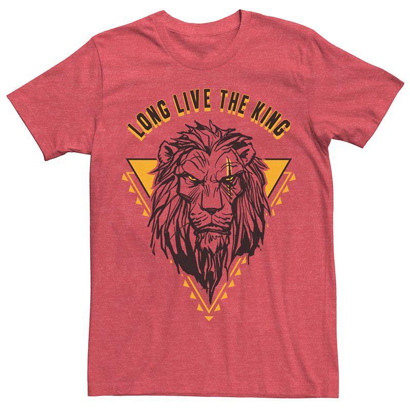 Disneys The Lion King Mens Long Live the King Scar Graphic Tee Red Grey Product Image