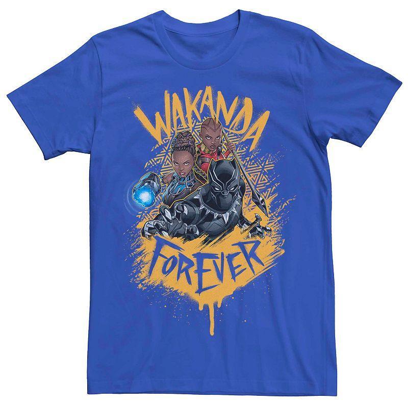 Mens Marvel Black Panther Trio Painted Quote Tee Dark Blue Product Image