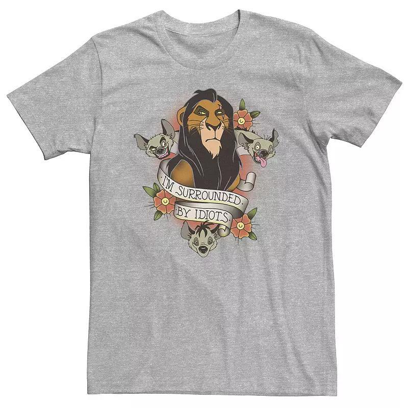 Big & Tall Disney The Lion King Scar With Hyenas Surrounded By Idiots Tee, Mens Athletic Grey Product Image