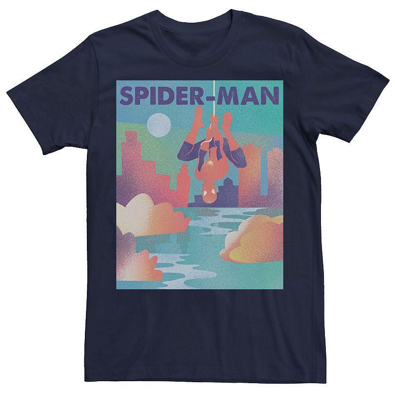 Mens Marvel Spider-Man City Skyline Poster Tee Blue Product Image