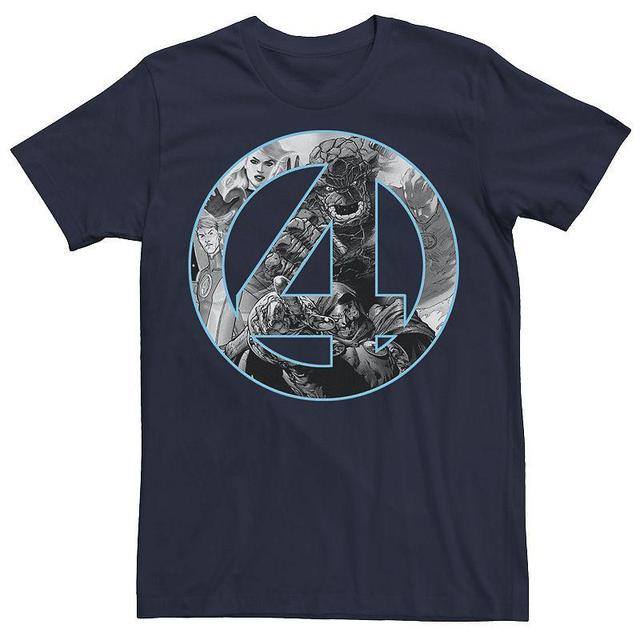 Mens Marvel Fantastic Four Comic Fill Center Chest Logo Tee Blue Product Image