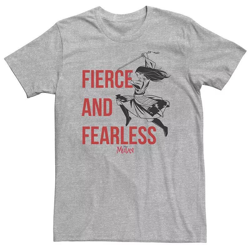 Big & Tall Disney Mulan Live Action Fierce And Fearless Action Pose Tee, Mens Athletic Grey Product Image