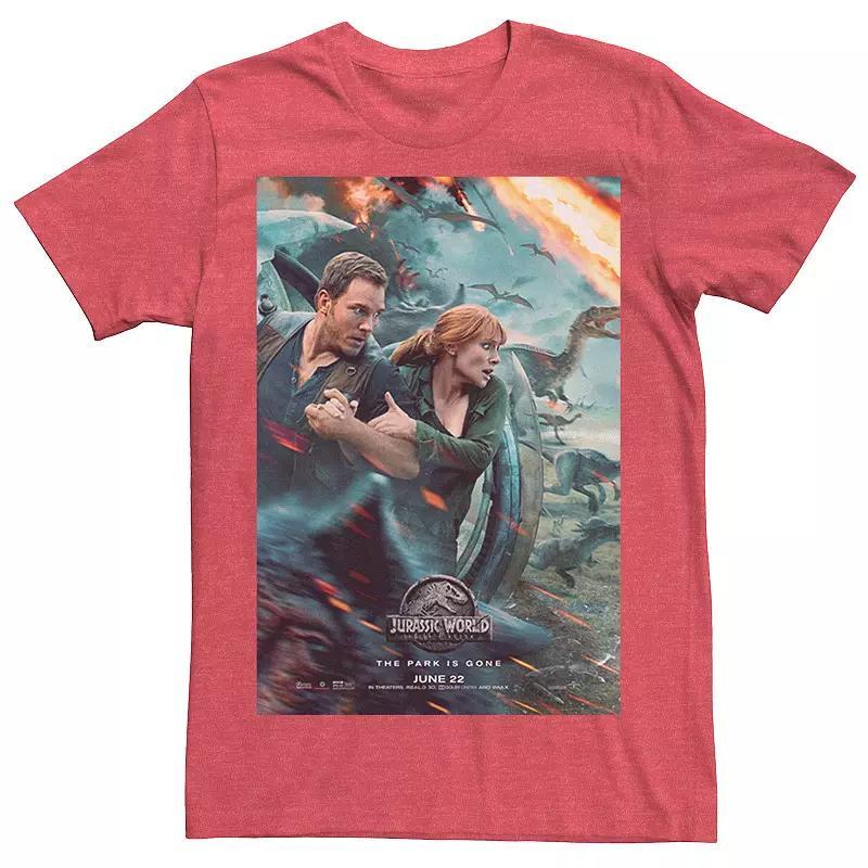 Mens Jurassic World Two Owen Claire Movie Poster Tee Red Product Image