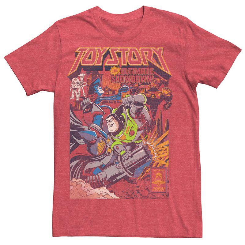 Disney / Pixars Toy Story Buzz Lightyear Zurg Mens Showdown Comic Cover Tee Red Grey Product Image