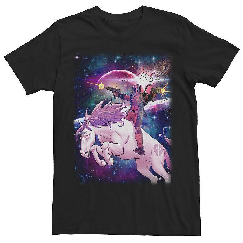 Big & Tall Marvel Deadpool In Space Unicorn Saddles Ablaze Tee, Mens Product Image