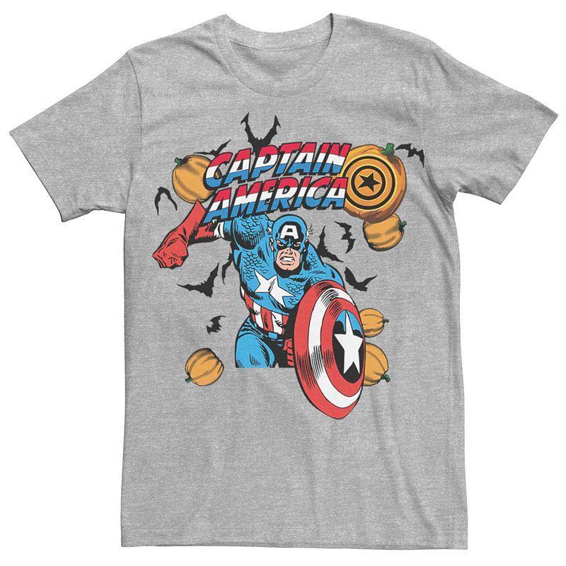 Mens Marvel Captain America Halloween Pumpkins Tee Athletic Grey Product Image