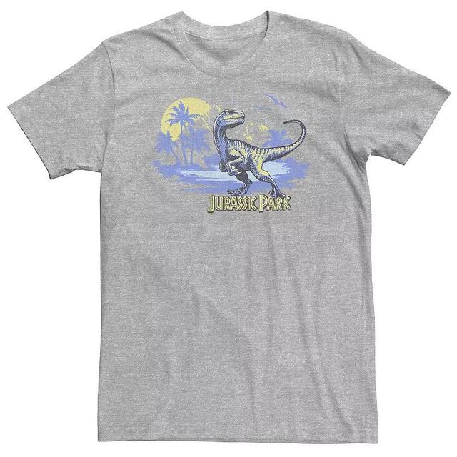 Big & Tall Jurassic Park Raptor Sunset Graphic Tee, Mens Athletic Grey Product Image