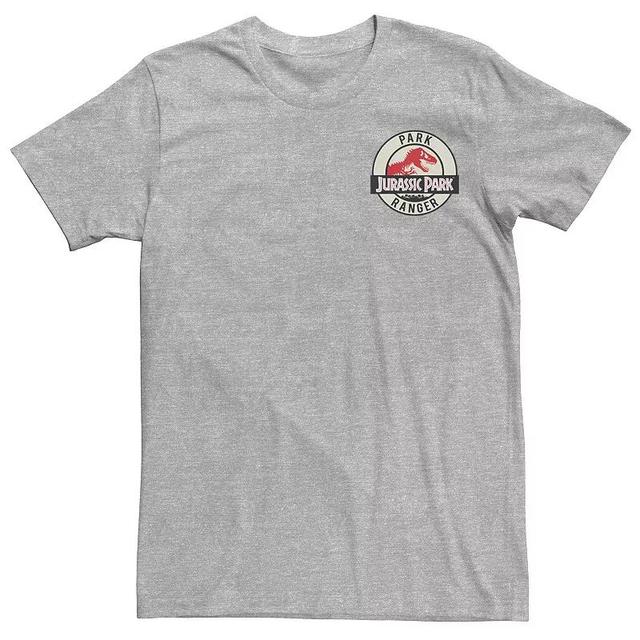 Mens Jurassic Park Ranger Logo Tan Badge Graphic Tee Athletic Grey Product Image