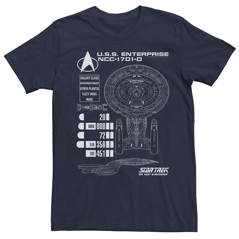 Mens Star Trek Ship Schematics Tee Blue Product Image