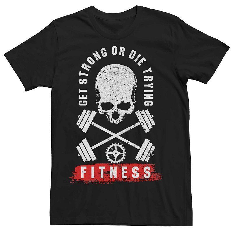 Mens Get Strong Or Die Trying Skull Graphic Tee Product Image