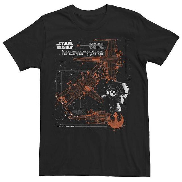 Mens Star Wars: The Last Jedi Poe X-Wing Schematic Tee Black Product Image