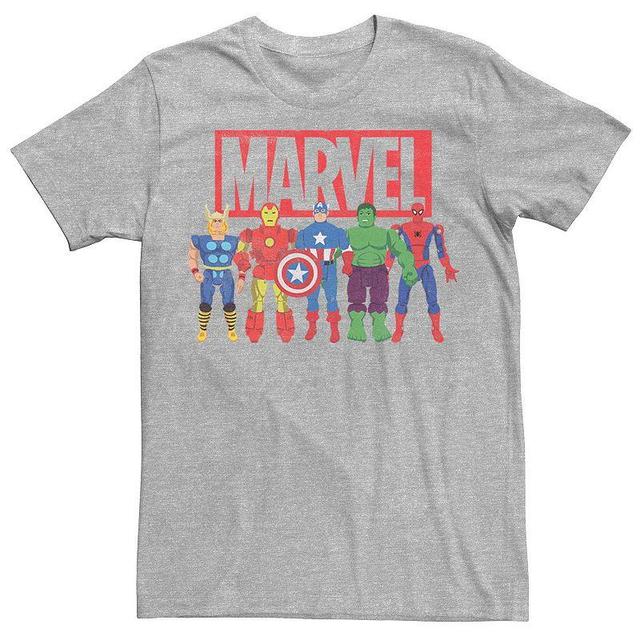 Mens Marvel Avengers Classic Action Figures Graphic Tee Athletic Grey Product Image