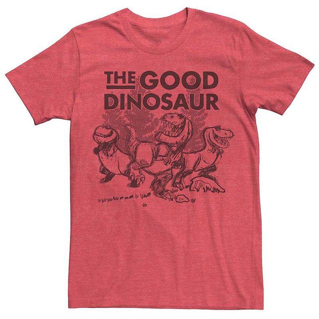 Mens Disney Pixar Good Dinosaur Sketched Dino Group Tee Red Grey Product Image