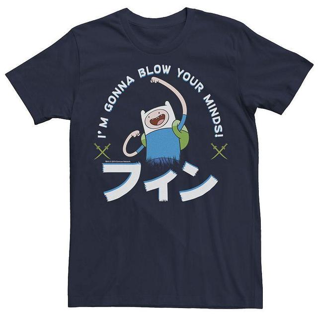 Mens Adventure Time Finn Im Gonna Blow Your Minds Kanji Portrait Tee Blue Product Image