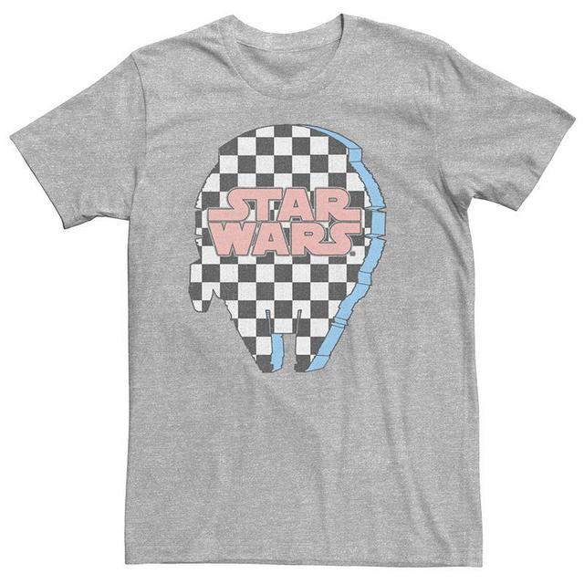 Mens Star Wars Millennium Falcon Checkered Art Fill Tee Athletic Grey Product Image