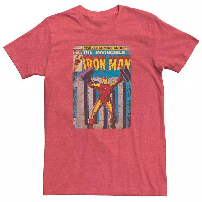 Mens Marvel Retro Iron Man Comic Cover Tee Red Grey Product Image