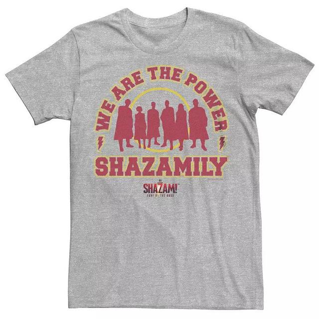 Mens Shazam Fury Of The Gods The Shazamily Collegiate Logo Tee Athletic Grey Product Image