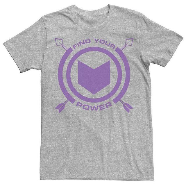 Mens Marvel Hawkeye Find Your Power Simple Logo Tee Athletic Grey Product Image