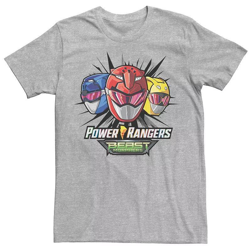 Mens Power Rangers Beast Morphers Helmets Tee Athletic Grey Product Image