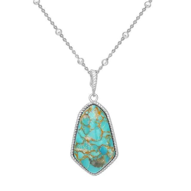 Gemistry Sterling Silver Gemstone Pendant Necklace, Womens Sonoran Turquoise Product Image