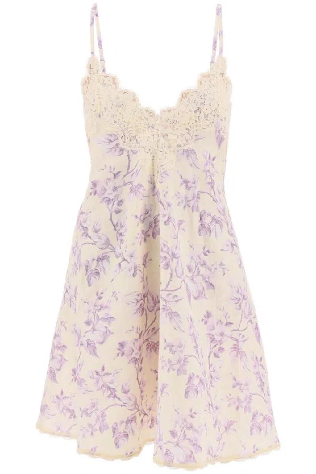 ZIMMERMANN Halliday Lace-trimmed Floral Linen Slip Dress In Yellow Product Image