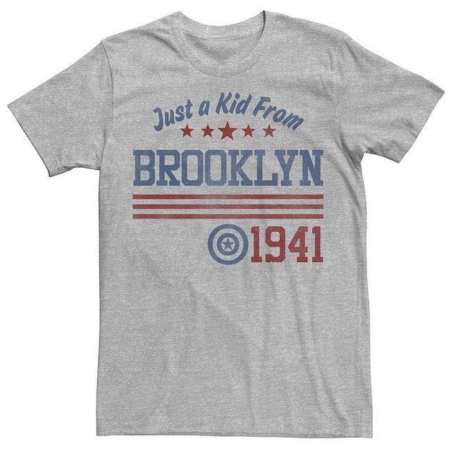 Mens Marvel Captain America Kid From Brooklyn Collegiate Tee Athletic Grey Product Image