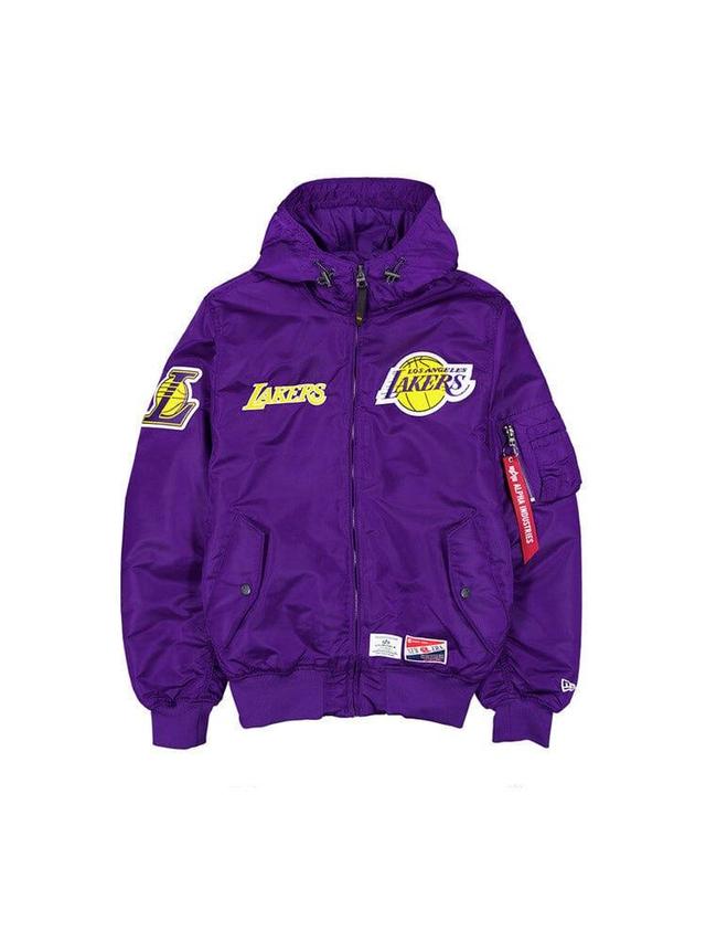 LOS ANGELES LAKERS X ALPHA X NEW ERA L-2B HOODED BOMBER JACKET Product Image