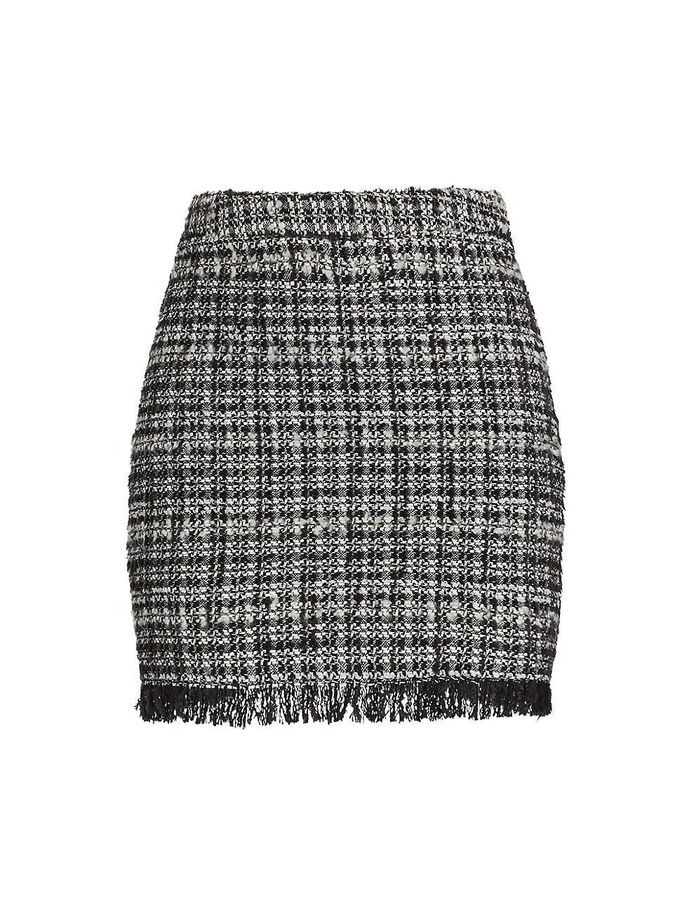 Womens Fringed Tweed Miniskirt Product Image