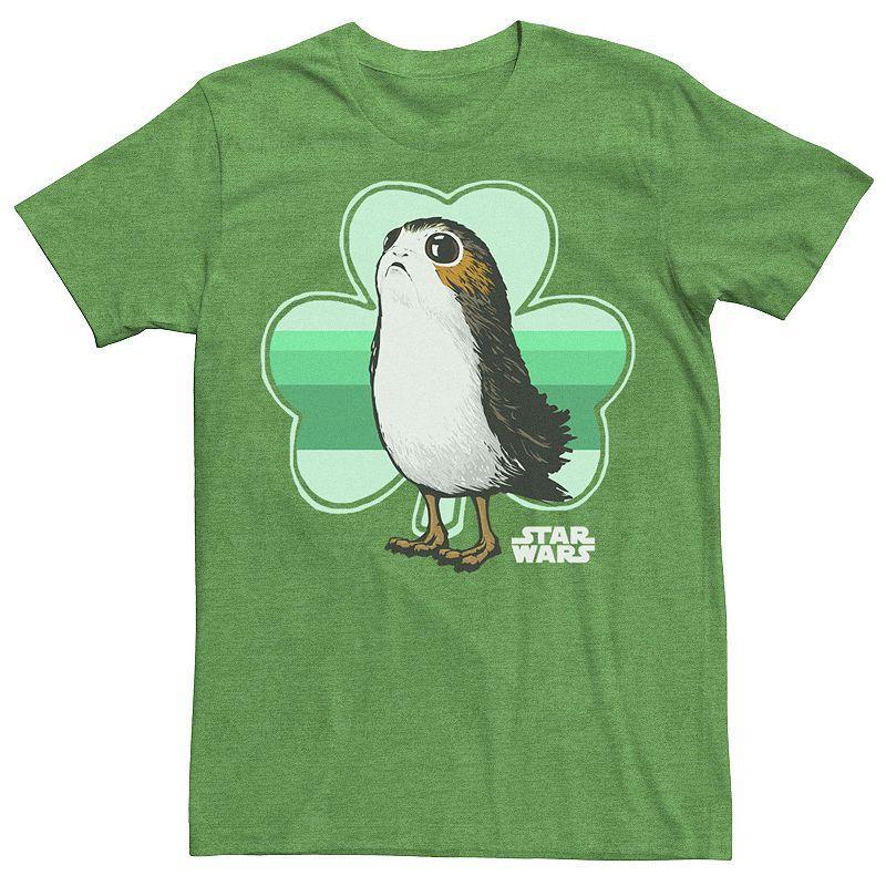 Mens Star Wars Porg Clover St. Patricks Day Tee Kelly Grey Product Image