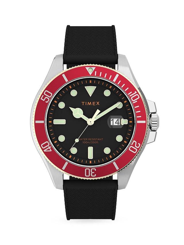 Timex Mens Harborside Coast Black Silicone Watch 43mm Product Image