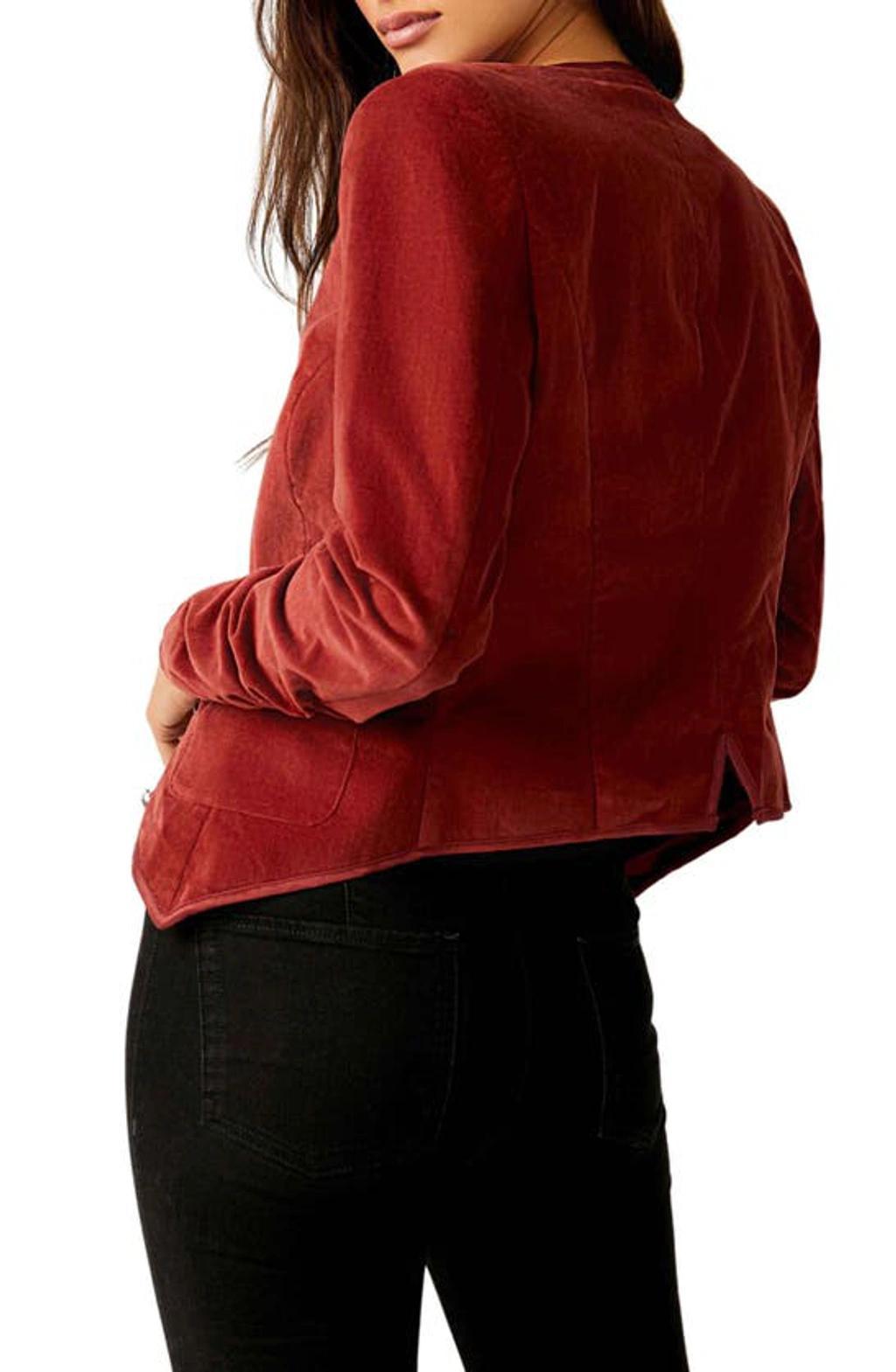 Becky Stretch Velvet Jacket In Garnet Grotto Product Image