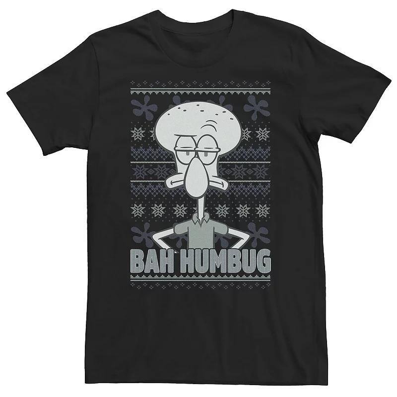 Big & Tall Nickelodeon SpongeBob SquarePants Squidward Bah Humbug Ugly Christmas Tee, Mens Product Image