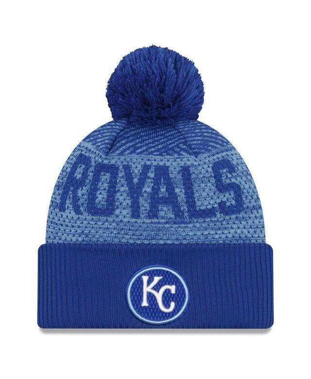 Mens New Era Royal Kansas City Royals Authentic Collection Sport Cuffed Knit Hat with Pom Product Image