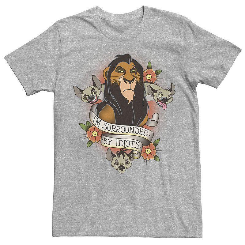 Mens Disney The Lion King Scar With Hyenas Surrounded By Idiots Tee Athletic Grey Product Image