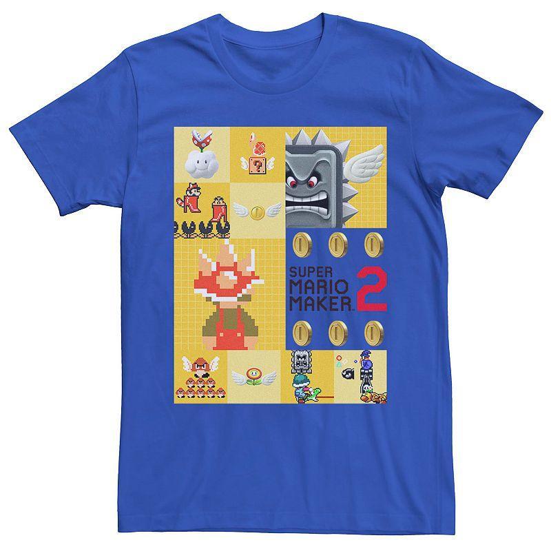 Mens Nintendo Super Mario Maker 2 Building Blocks Short Sleeve Tee Med Blue Product Image