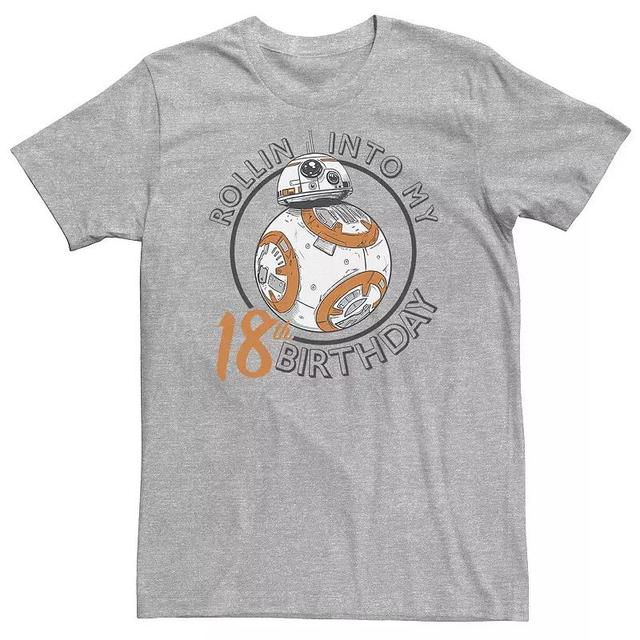 Big & Tall Star Wars BB-8 Rollin Into My 18th Birthday Portrait Tee, Mens Athletic Grey Product Image