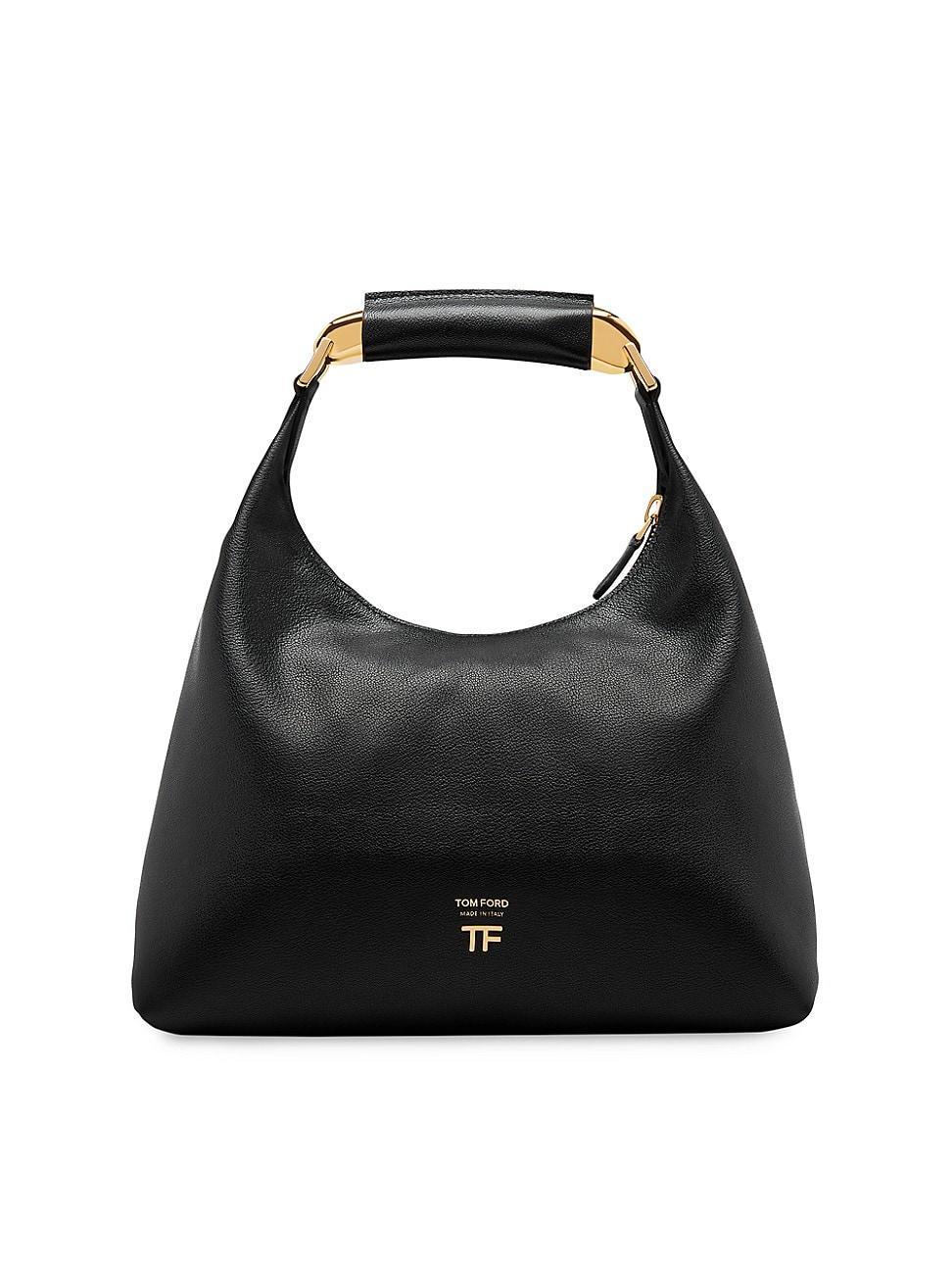 Womens Grain Leather Small Hobo Bag Product Image